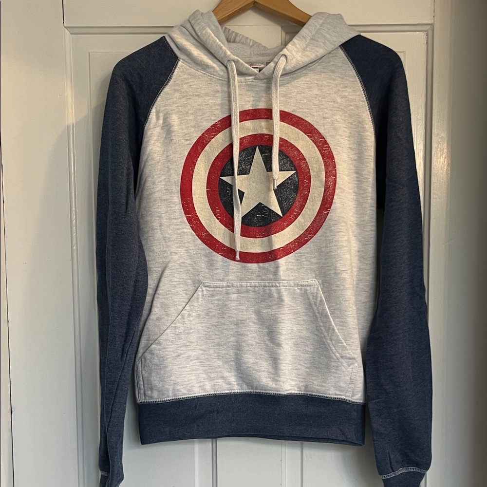 Captain America Hoodie with Star Emblem Size Adult Small